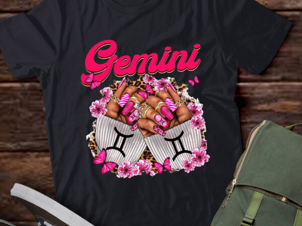 Black women nails zodiac birthday gemini queen t-shirt ltsp