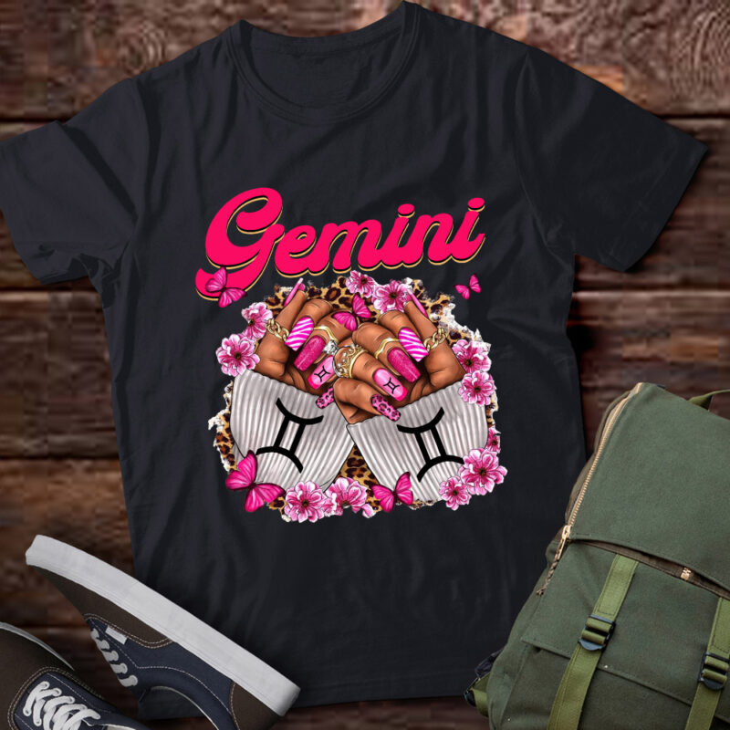Black Women Nails Zodiac Birthday Gemini Queen T-Shirt ltsp