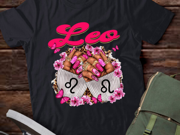 Black women nails zodiac birthday leo queen t-shirt ltsp