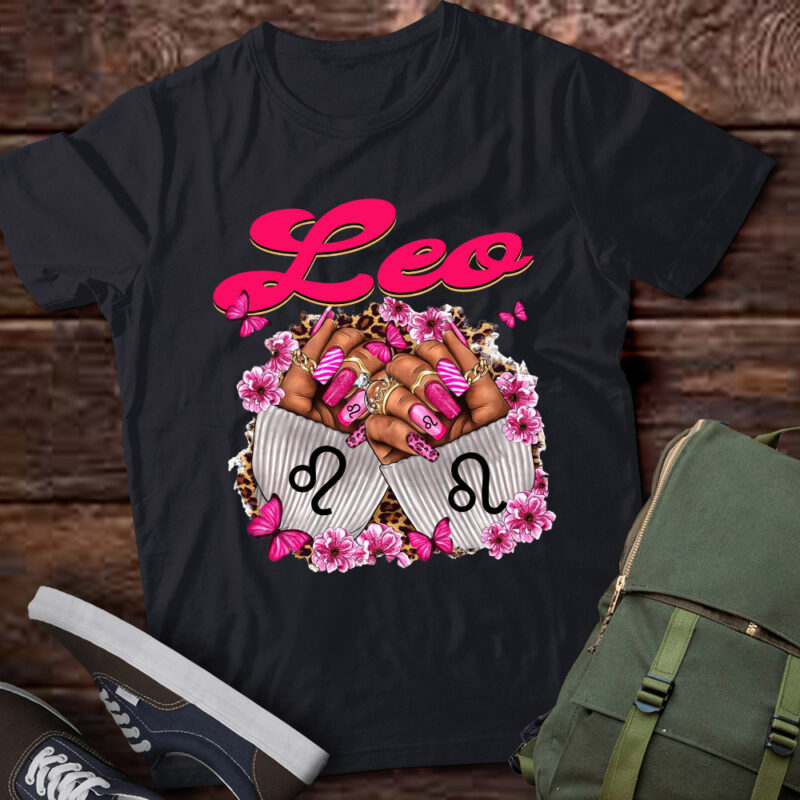 Black Women Nails Zodiac Birthday Leo Queen T-Shirt ltsp