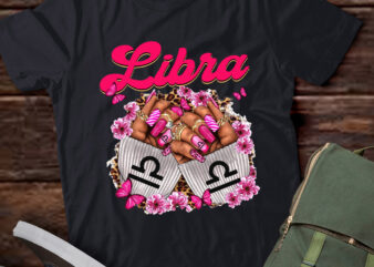 Black Women Nails Zodiac Birthday Libra Queen T-Shirt ltsp