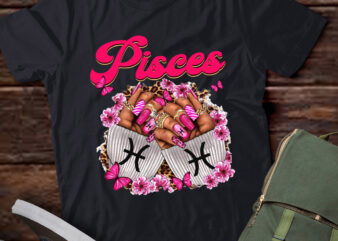 Black Women Nails Zodiac Birthday Pisces Queen T-Shirt ltsp