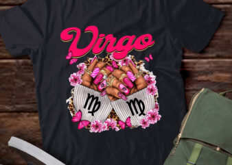 Black Women Nails Zodiac Birthday Virgo Queen T-Shirt ltsp