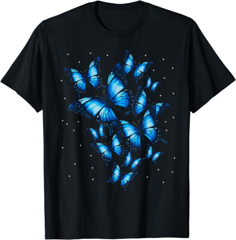 Blue Butterfly Art Beautiful Butterflies T-Shirt