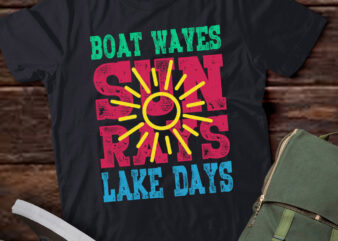 Boat Waves Sun Rays Lake Days Cute Retro 70s Summer Vacation T-Shirt ltsp