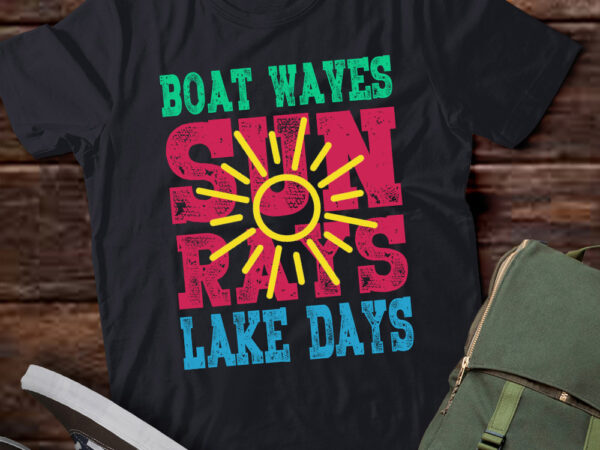 Boat waves sun rays lake days cute retro 70s summer vacation t-shirt ltsp