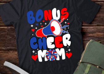 Bonus Cheer Mom – Cheerleading Mom USA Flag Cheerleader T-Shirt ltsp