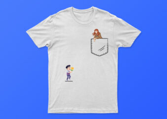 Boy Giving Flower To Girl | Creative Pocket Art T-Shirt Design For Sale | Very Easy To Use Design | All Files.