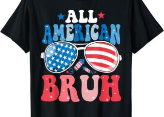 Bruh 4th Of July Patriotic Shirts For Toddlers Boys Groovy T-Shirt