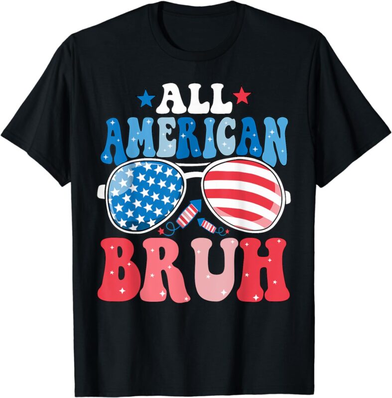 Bruh 4th Of July Patriotic Shirts For Toddlers Boys Groovy T-Shirt