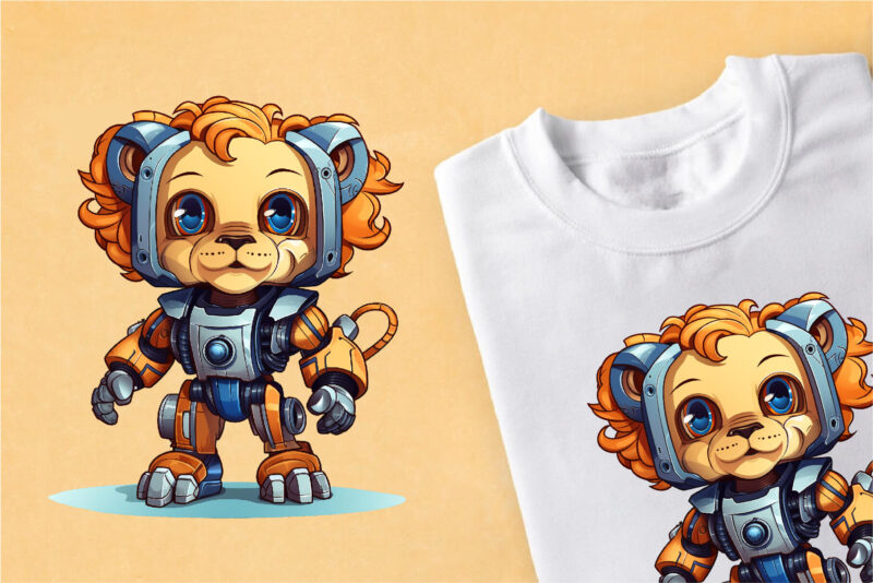 Bundle of robots animal. TShirt Sticker.