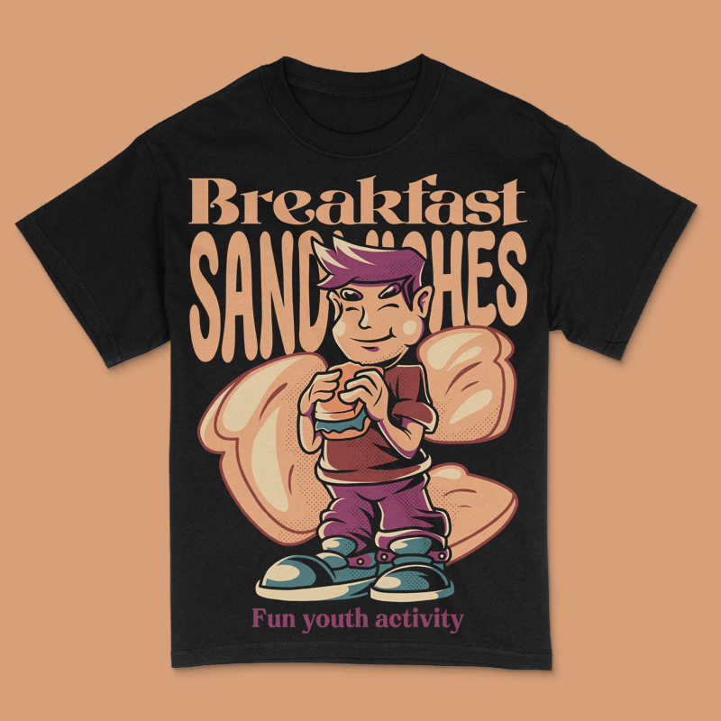 Breakfast Sandwich T-Shirt Desin Template