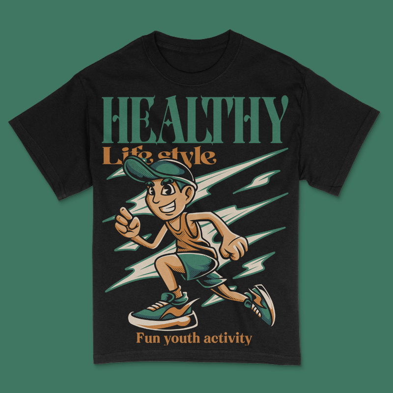 Healthy Lifestyle T-Shirt Design Template