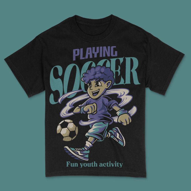 Playing Soccer T-Shirt Design Template