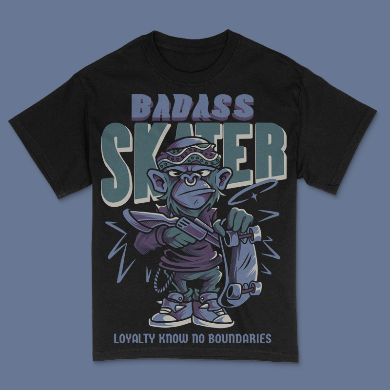 Badass Skater T-Shirt Design Template