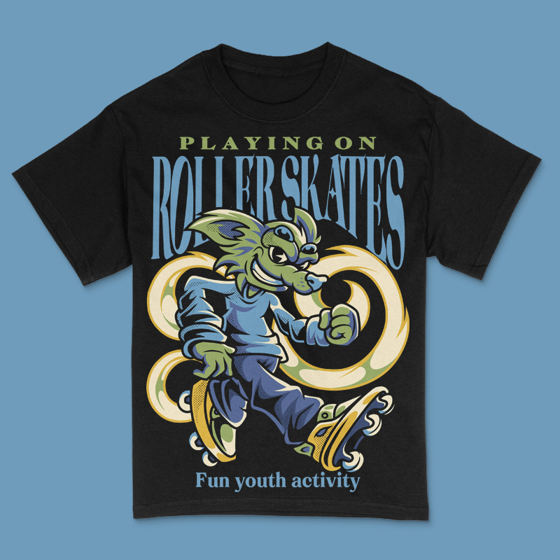 Playing on Roller Skate T-Shirt Design Template