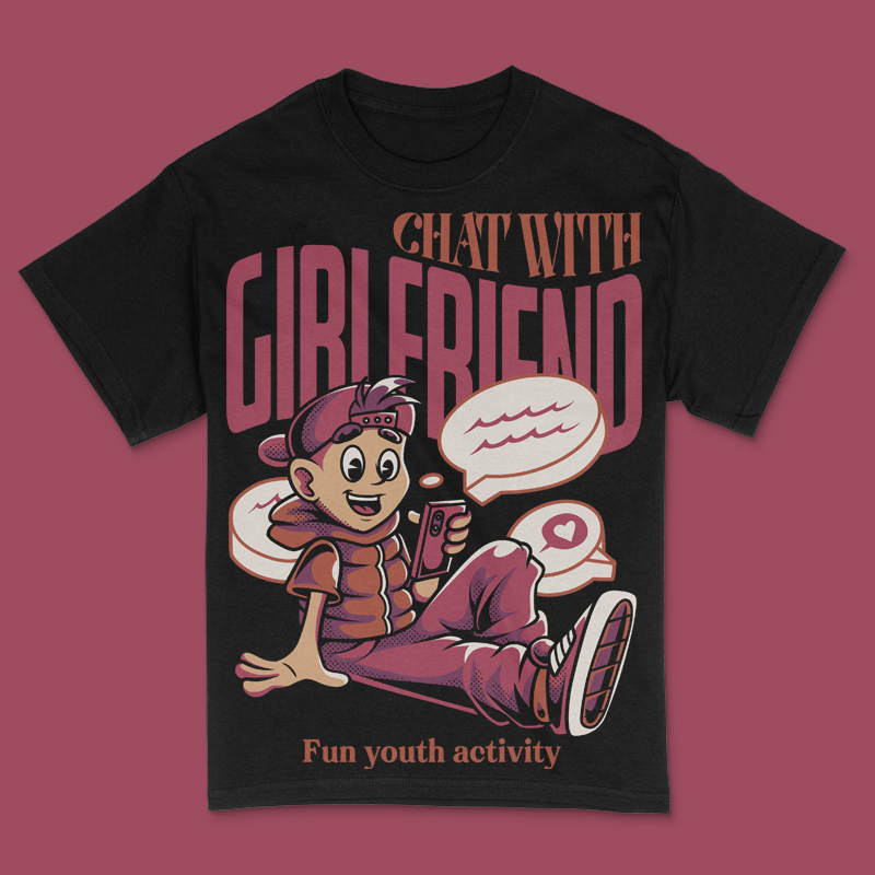 Chat with Girl Friend T-Shirt Design Template