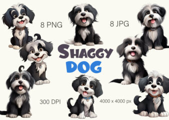 Cartoon Shaggy Dog. TShirt Sticker.