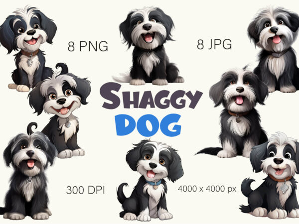 Cartoon shaggy dog. tshirt sticker.