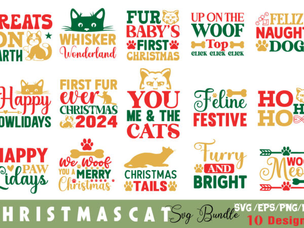 Cat christmas t-shirt bundle cat christmas svg bundle