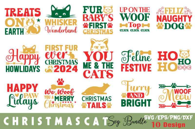 Cat Christmas T-shirt Bundle Cat Christmas Svg Bundle