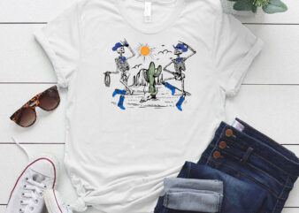 Cowboy Skeleton , Dancing Skeleton, Halloween, Funny Skeleton Cowboy LTSD t shirt vector file