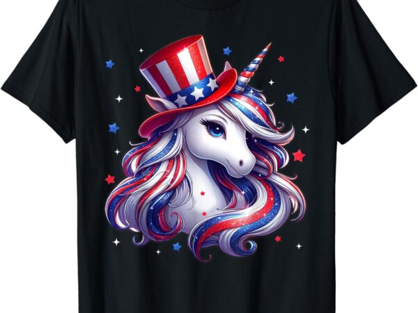 Cute unicorn 4th of july shirts girls kids women american t-shirt