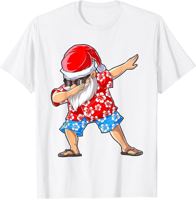 Dabbing Santa Christmas In July Boys Men Hawaiian Xmas Dab T-Shirt