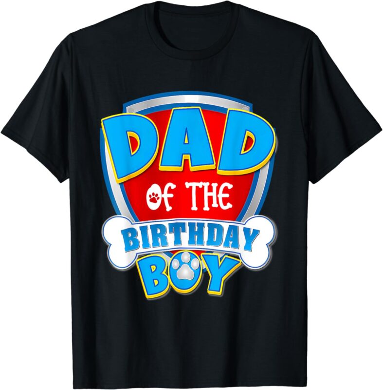 Dad Of The Birthday Boy Dog Paw Family Matching T-Shirt