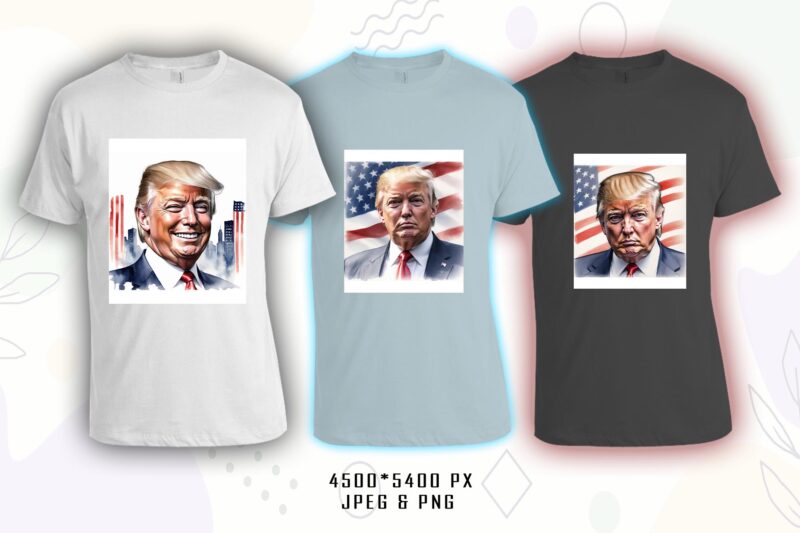 Donald Trump t-shirt design bundle with 20 png & JPEG designs – download instantly Donald Trump T-shirt Design Illustration T-shirt Clip
