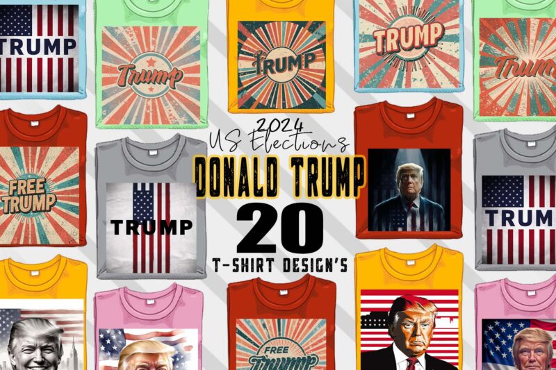 Donald Trump t-shirt design bundle with 20 png & jpeg designs – download instantly Donald Trump T-shirt Design Illustration T-shirt Clip