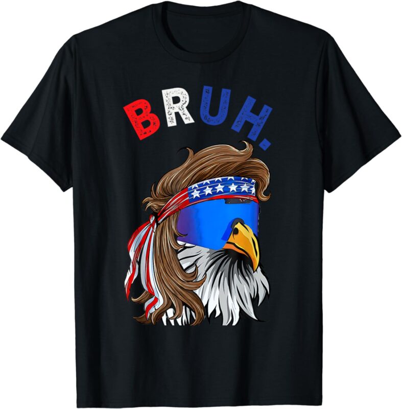 Eagle Mullet Sunglasses Bruh. 4th Of July USA American Flag T-Shirt