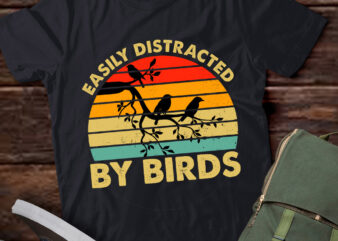 Easily Distracted By Birds Bird Watching Retro Vintage Birds lts-d