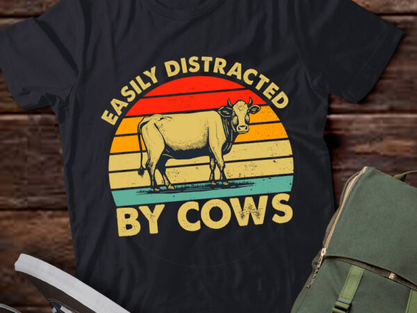 Easily distracted by cows funny cow retro vintage cow lts-d vector clipart