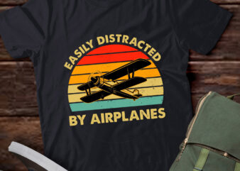 Easily Distracted by Airplanes Funny Pilot Vintage Plane lts-d vector clipart