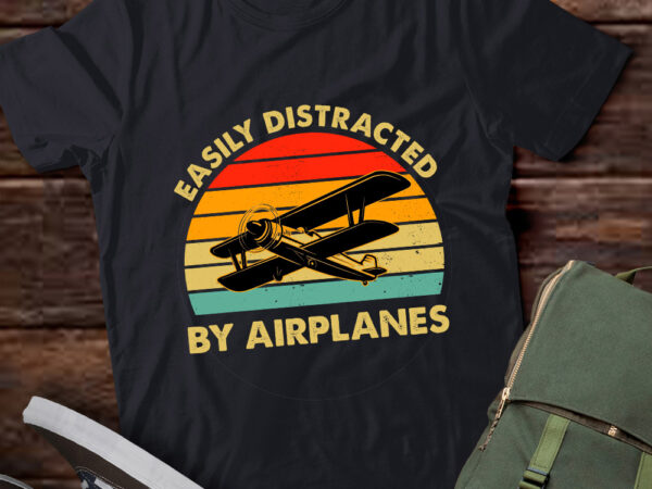 Easily distracted by airplanes funny pilot vintage plane lts-d vector clipart