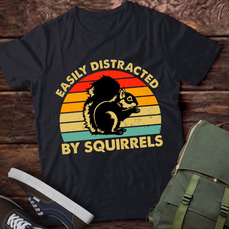 Easily Distracted by Squirrels Retro Vintage Squirrel lts-d