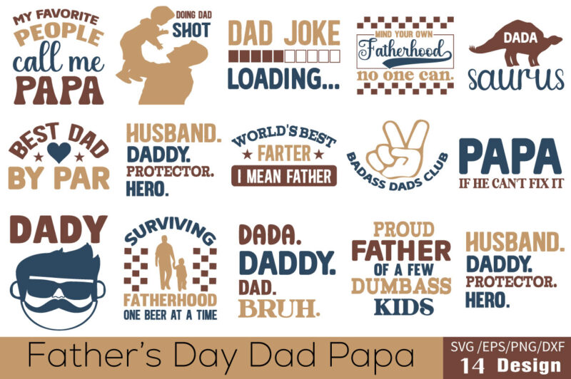 Fathers Day Dad Papa T-shirt Bundle Fathers Day Dad Papa SVG Bundle
