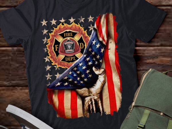 Fire department logo firefighter american flag lts-d t shirt graphic design