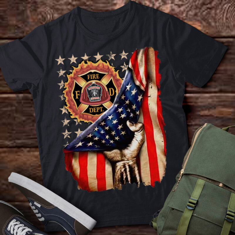 Fire Department Logo Firefighter American Flag lts-d