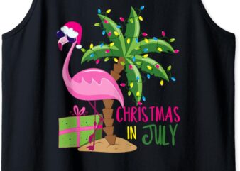 Flamingo Sunglasses Xmas Beach Tropical Christmas in July Tank Top