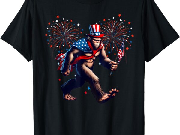 Fourth of july bigfoot american flag sasquatch 4th of july t-shirt