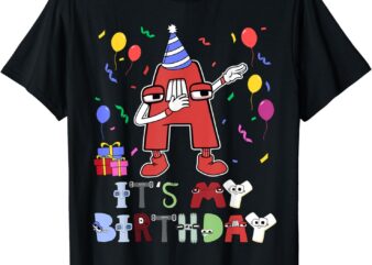 Funny Dabbing Lore Alphabet It’s My Birthday for Kids Boys T-Shirt