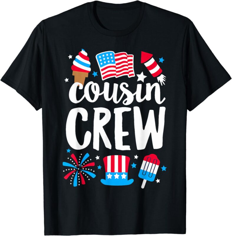 Funny Red White And Blue Cousin Crew 2024 Happy 4Th Of July T-Shirt