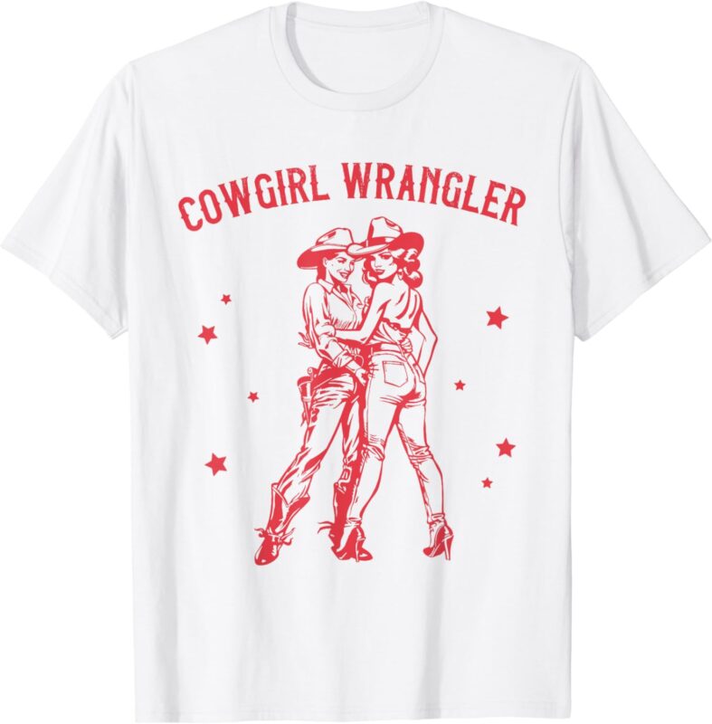 Funny Western Cowgirl Wrangler Lesbian Queer Pride Month T-Shirt