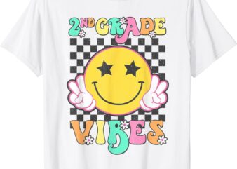 Girls 2nd Grade Vibes Smile Face Back to School Second Grade T-Shirt