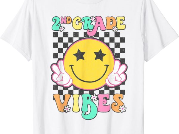 Girls 2nd grade vibes smile face back to school second grade t-shirt