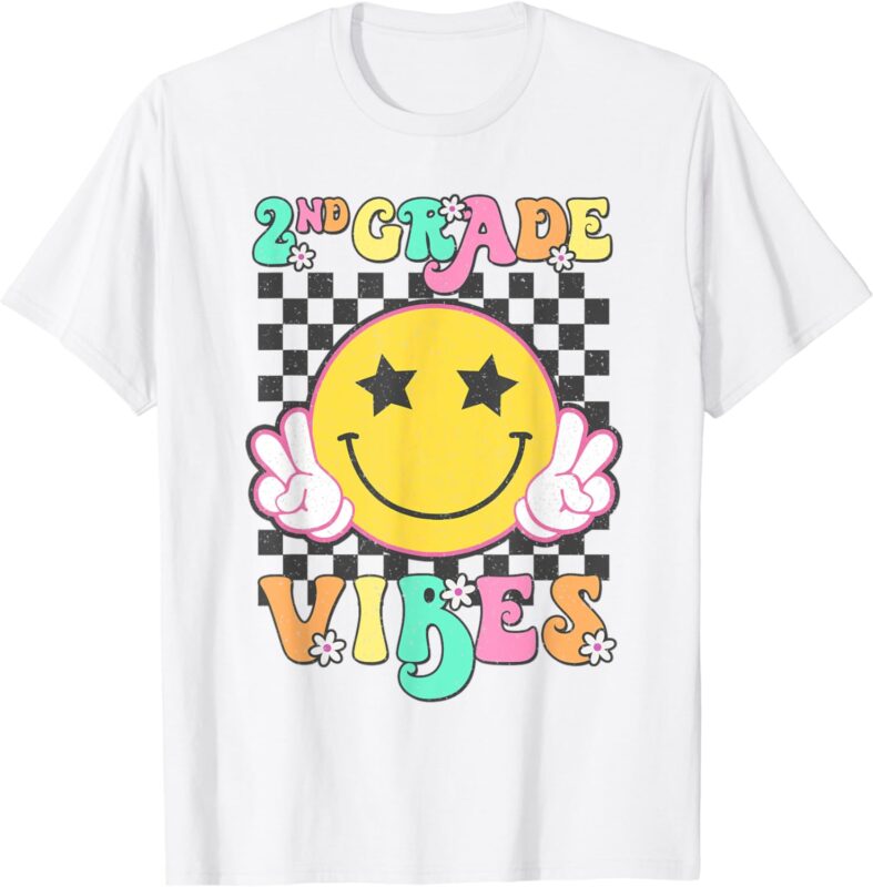 Girls 2nd Grade Vibes Smile Face Back to School Second Grade T-Shirt