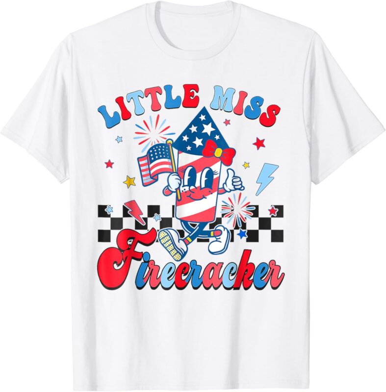 Groovy Little Miss Firecracker 4th Of July Baby Girl Toddler T-Shirt