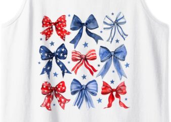 Happy 4th of July Patriotic Toddler Girl Boho Coquette Bows Tank Top